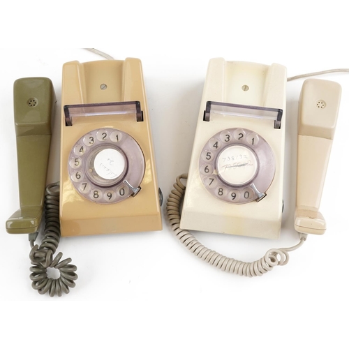 1373 - Two vintage trim dial telephones in cream and brown.