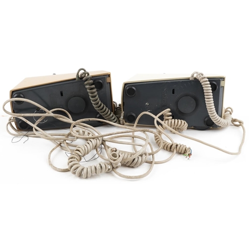 1373 - Two vintage trim dial telephones in cream and brown.