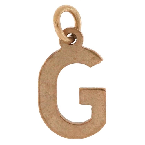 2519 - A 9ct gold initial G pendant, 1.4cm high, 0.5g.