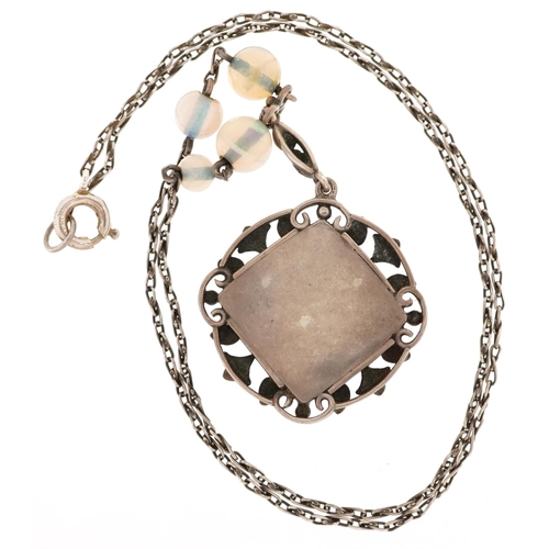 2161 - A vintage sterling silver and opal necklace, 40cm in length, 9.2g.