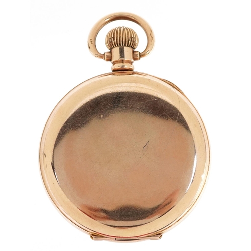 2018 - A gentlemen's gold plated half hunter top wind pocket watch having enamelled and subsidiary dials wi... 