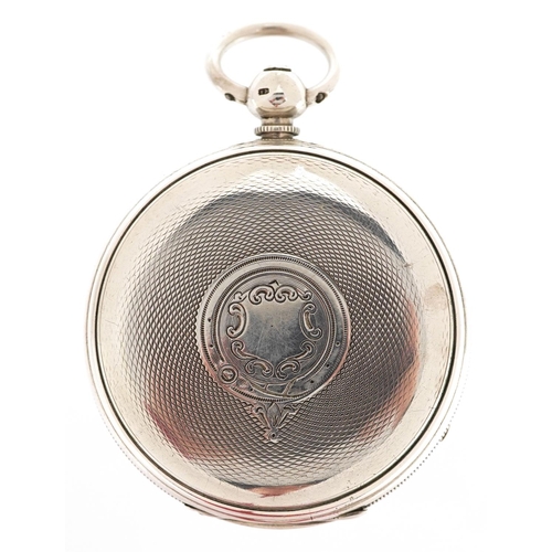 2333 - S Auerbach Wolverhampton, a Victorian gentlemen's silver open face fusée pocket watch having ornate ... 