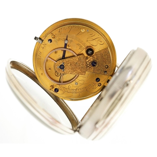 2333 - S Auerbach Wolverhampton, a Victorian gentlemen's silver open face fusée pocket watch having ornate ... 