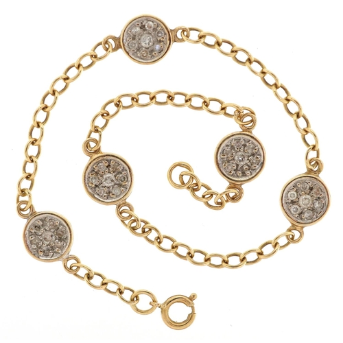 A 9ct gold pavé set diamond bracelet, 20cm in length, 3.9g.