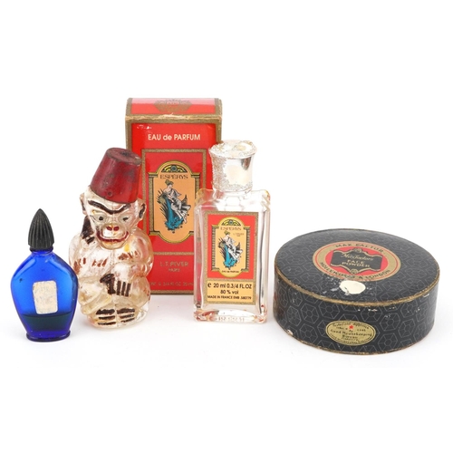 1281A - Three vintage Eau de Parfum bottles, together with a Max Factor face powder within a circular box, u... 