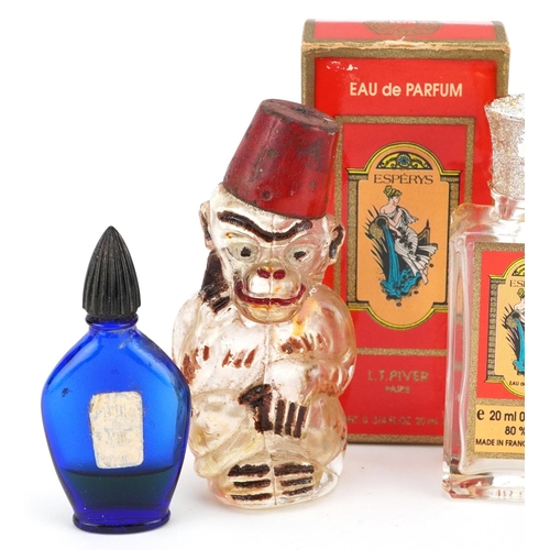 1281A - Three vintage Eau de Parfum bottles, together with a Max Factor face powder within a circular box, u... 