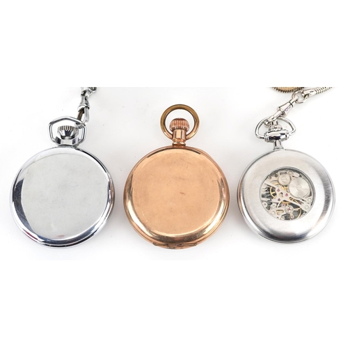 2578 - Two gentlemen's pocket watches and a stopwatch comprising Sekonda, Prescott and Ingersoll