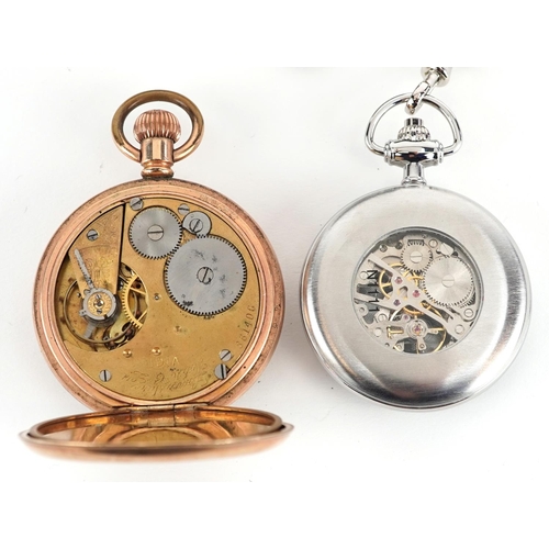 2578 - Two gentlemen's pocket watches and a stopwatch comprising Sekonda, Prescott and Ingersoll