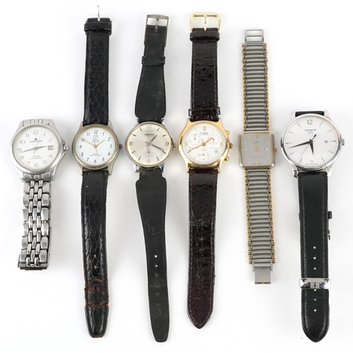 2574 - Six vintage and later gentlemen's and ladies wristwatches including Gigandet, Tissot, CSFB chronogra... 