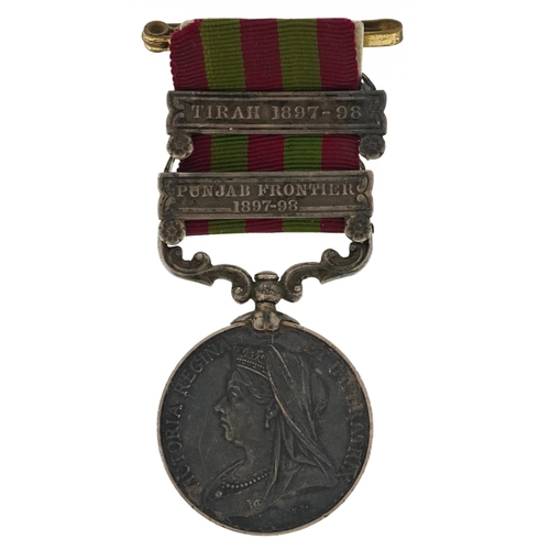 679 - A British military India 1895 medal with indistinct inscription awarded to SERGT A.J.HUNT, with Punj... 