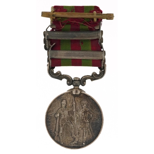 679 - A British military India 1895 medal with indistinct inscription awarded to SERGT A.J.HUNT, with Punj... 