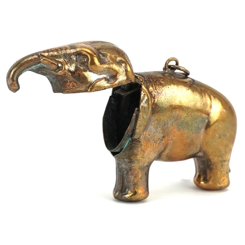 294 - A vintage novelty brass vesta in the form of an elephant, 5.5cm in length.