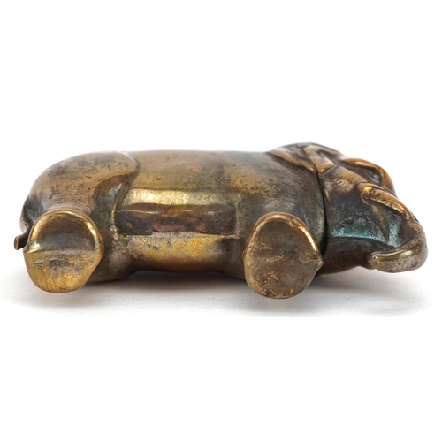 294 - A vintage novelty brass vesta in the form of an elephant, 5.5cm in length.