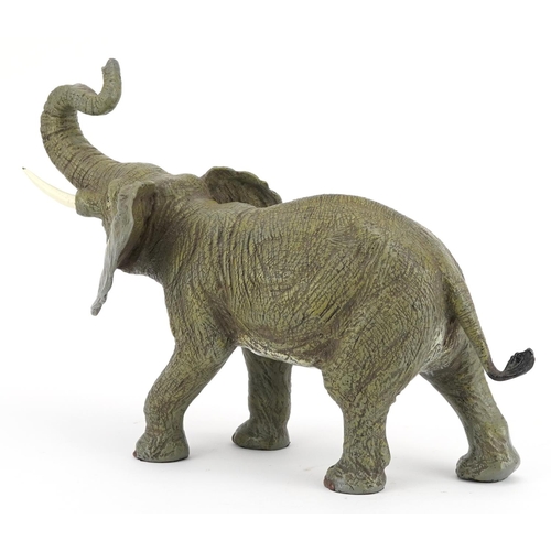 376 - A large cold painted bronze elephant in style of Franz Xaver Bergmann, 33cm in length.