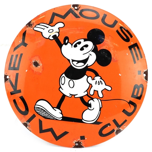 1328 - A circular Mickey Mouse Club enamel advertising sign, 29.5cm in diameter.