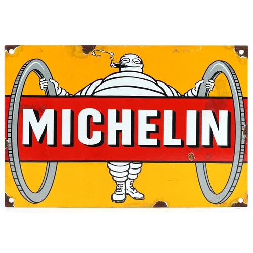 1330 - A rectangular Michelin enamel advertising sign, 30cm x 20cm.