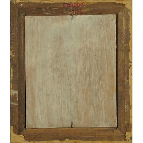 2646 - Abstract composition, mid 20th century continental school oil on board, indistinctly signed, framed,... 