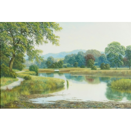 2617 - Spencer Coleman - A pair of river landscapes, late 20th century British school, oils on canvas, sign... 