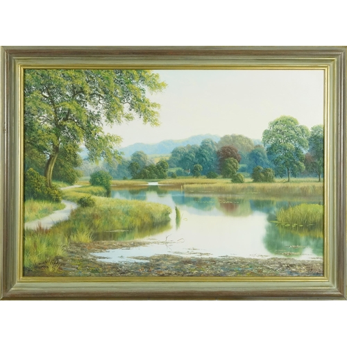 2617 - Spencer Coleman - A pair of river landscapes, late 20th century British school, oils on canvas, sign... 