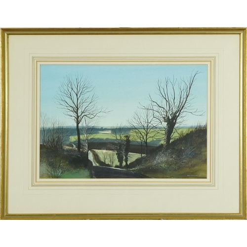 2782 - Peter Newcombe - 20th century British school acrylic on paper, signed and dated 1972, framed, 26cm x... 