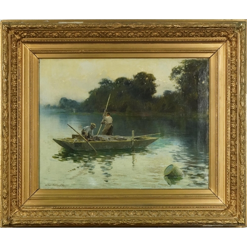 2582 - Arthur Alfred Burrington (1856-1924) - Fishermen on a lake, late 19th/early 20th century British sch... 