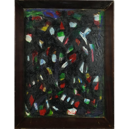 2641 - Nejad Devrim (1923-1995, Turkish) - Abstract composition, 20th century continental school oil and mi... 