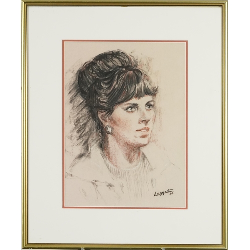 2616 - Douglas Leggat - Half length portrait of a lady, 20th century British school oil on canvas, framed, ... 