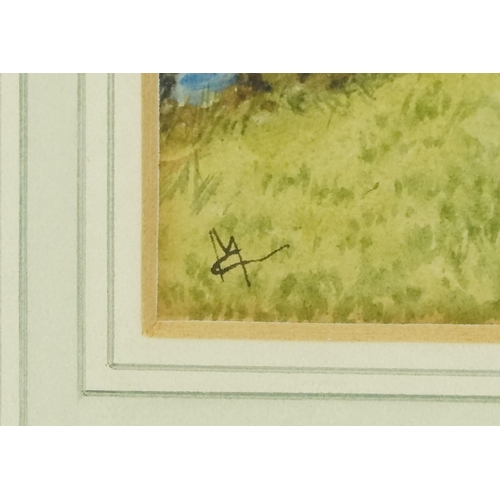 2639 - Langleeford Valley and Cheviot, 20th century British school watercolour on paper, initialled, framed... 