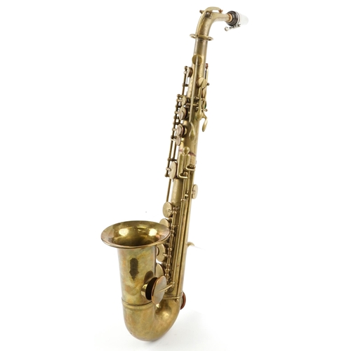 456 - A Universel, Savana small brass alto saxophone, Paris, model number 431, 64cm in length, with case.