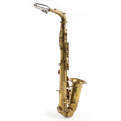 456 - A Universel, Savana small brass alto saxophone, Paris, model number 431, 64cm in length, with case.