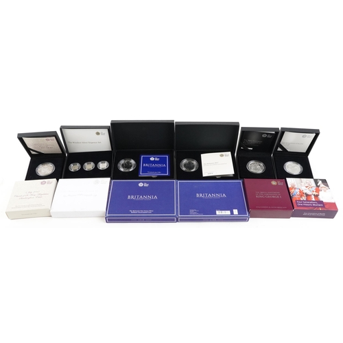 1494 - Five Royal Mint commemorative proof silver coins comprising The Christening of HRH Princess Charlott... 