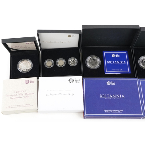 1494 - Five Royal Mint commemorative proof silver coins comprising The Christening of HRH Princess Charlott... 