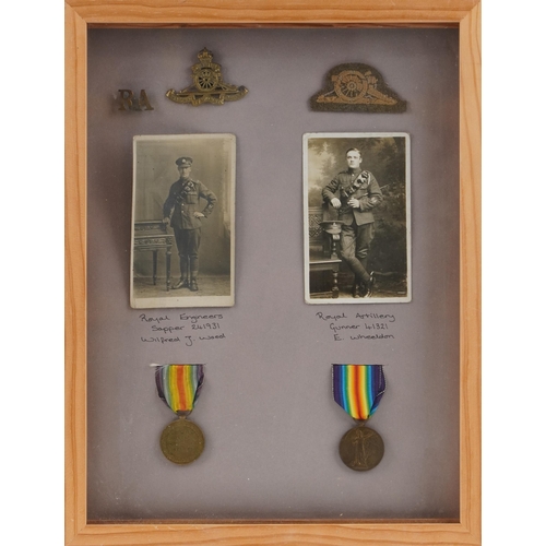 661 - Two British military World War I medals awarded to 241931 SPR.W.J.WOOD.R.E. and 41321 GNR.E.WHEELDON... 