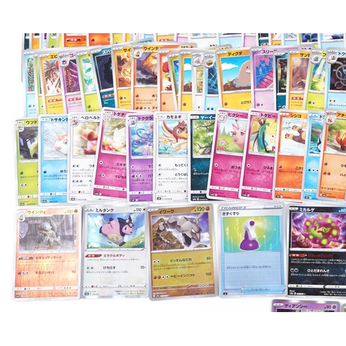 532 - A large collection of 2023 Japanese Pokémon trade cards, some holographic, approximately two hundred... 