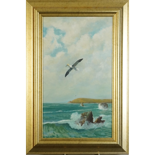 2601 - Richard Barrie Treleaven - Gannet, near Bedruthan, 20th century British School oil on board, signed,... 