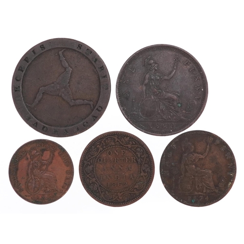 1454 - 19th century copper coinage to include and George III 1813 Isle of Man penny.