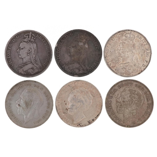 1448 - Victorian and later silver crowns to include 1889, 1890, 2 x 1935 Rocking Horse crowns and a 1932 Ne... 