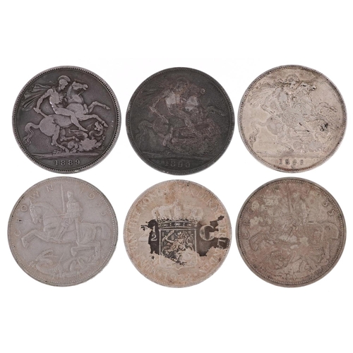 1448 - Victorian and later silver crowns to include 1889, 1890, 2 x 1935 Rocking Horse crowns and a 1932 Ne... 