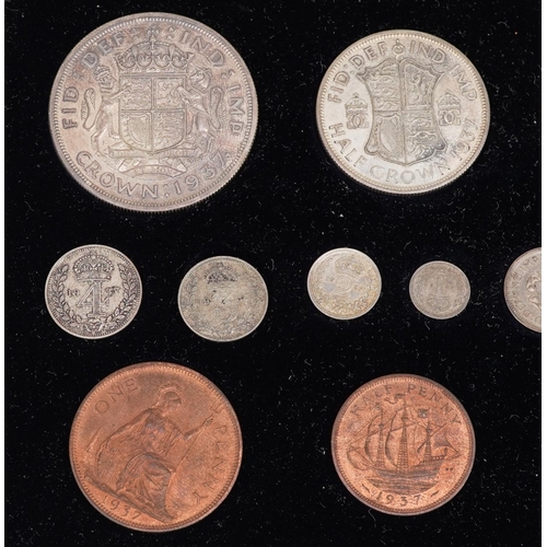 1482 - A George VI 1937 specimen proof Coronation coin set, comprising fifteen coins from crown down to far... 