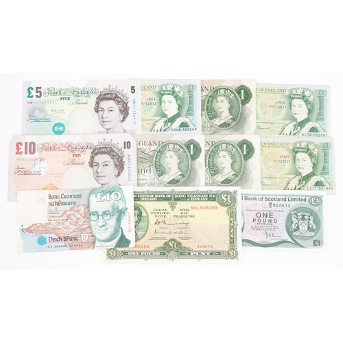 1513 - Vintage banknotes comprising Bank of England ten pound, five pound and five one pound together with ... 