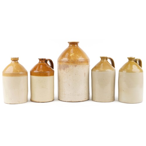 1307 - A group of five late 19th/early 20th century stoneware flagons, one by Doulton Lambeth, the largest ... 