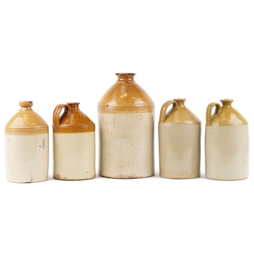 1307 - A group of five late 19th/early 20th century stoneware flagons, one by Doulton Lambeth, the largest ... 