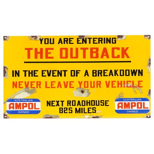 1215 - An Australian - You Are Entering the Outback enamel warning sign, 59cm x 39cm.