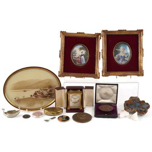 1212 - A mixed group of collector's items including a pair of late 20th century hand painted porcelain wall... 