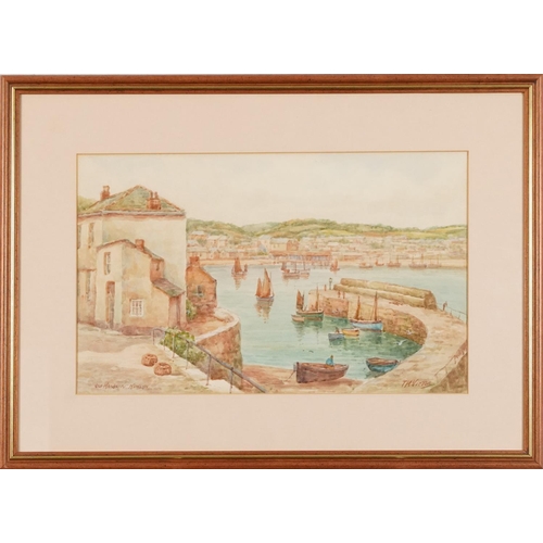 2803 - T.H. Victor - Old Harbour, Newlyn, 20th century British school watercolour on paper, signed, framed,... 