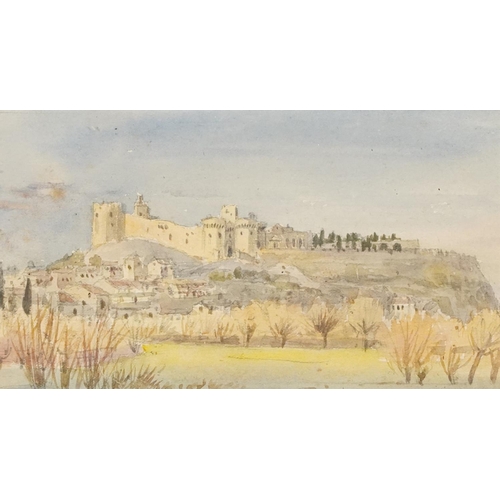 2783 - Frances Fairman - Hill top castle, late 19th century British school watercolour on paper, framed, 9c... 