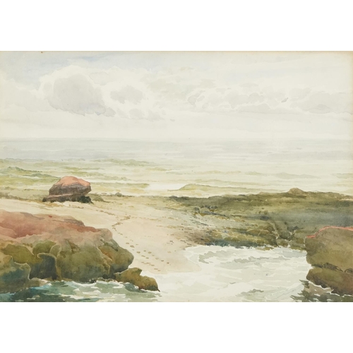 2814 - Maria Teckla Peirce (1863-1934) - Coastal landscape, late 19th century British school watercolour on... 