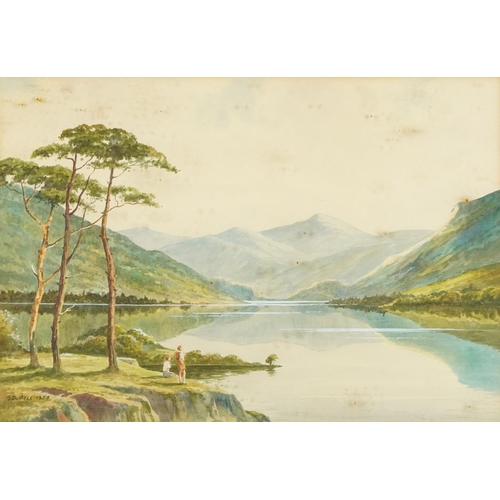 2811 - A. D. Bell - Lakeside landscape, mid 20th century British school watercolour on paper, signed and da... 