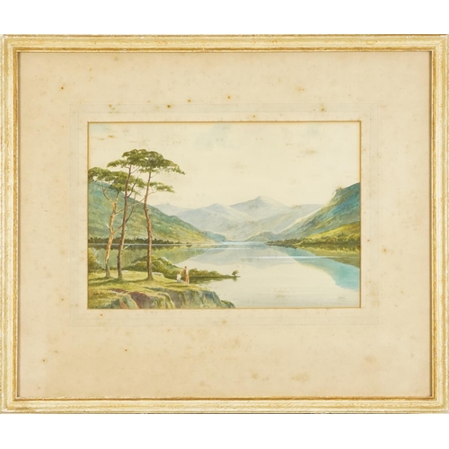 2811 - A. D. Bell - Lakeside landscape, mid 20th century British school watercolour on paper, signed and da... 