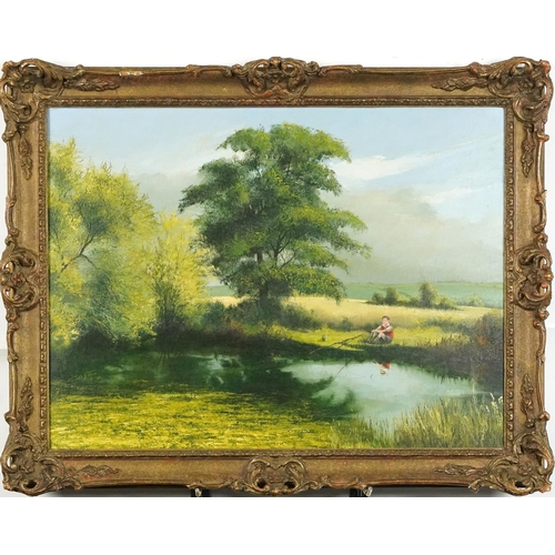 2607 - Swiss landscape, 20th century continental school oil on canvas, indistinctly signed, framed, 46cm x ... 